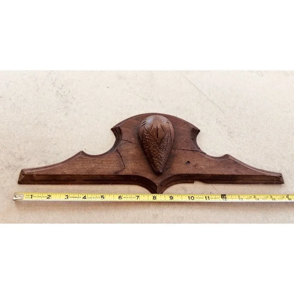 Antique Victorian Carved Furniture Crest Pediment Pine Cone 16-1/4